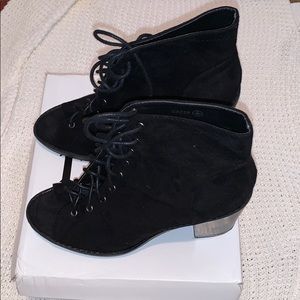 Retro Lace-up Suede Booties.